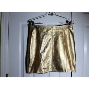 AS by DF Gold Faux Leather Mini Skirt sz S